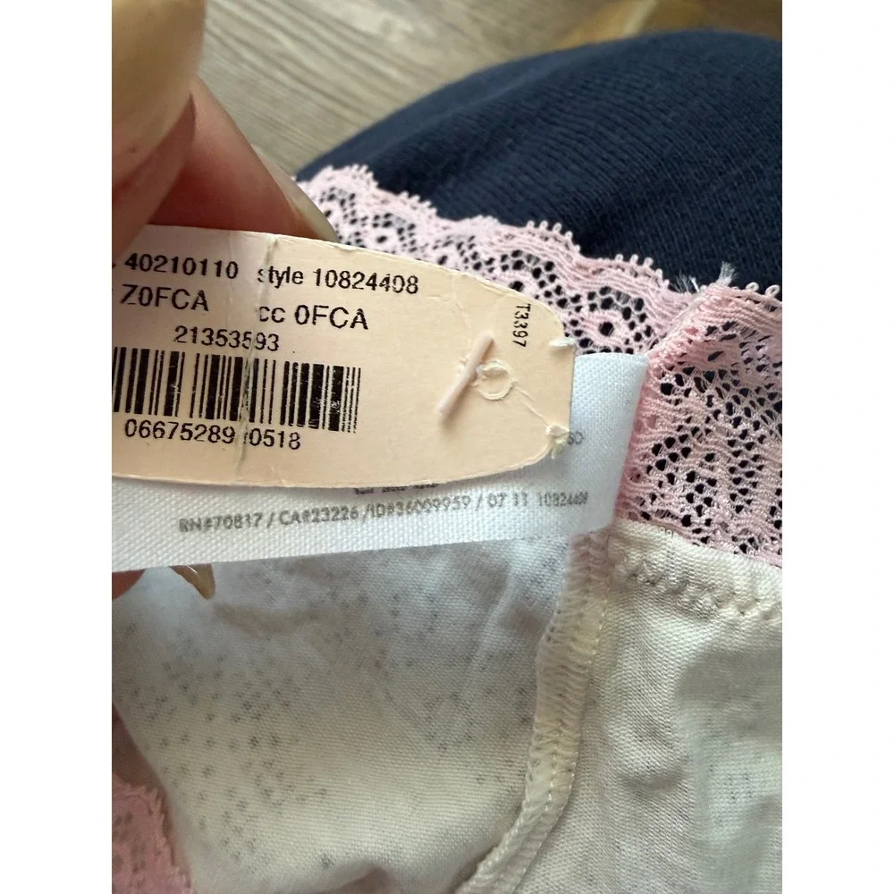 Victoria's Secret Cotton Lingerie Lace Trim Bikini Panties‎ 2pk Pink Floral L